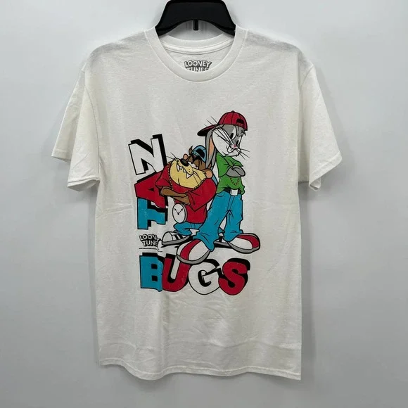 Looney Tunes Men's Bugs & Taz Short Sleeve T-Shirt in White - Picture 2 of 5